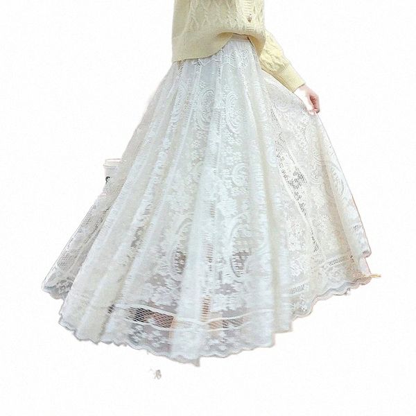 skirts spring and summer high waist lace elegant women's long skirt vintage white ladies casual plus size maxi lady e96r#, Black 
skirts spring and summer high waist lace elegant women's long skirt vintage white ladies casual plus size maxi lady e96r#, Black