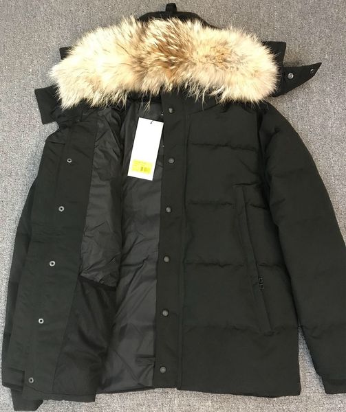men wyndham down jacket fur hooded designer padded coat zipper nylon lining winter outwear, Black
men wyndham down jacket fur hooded designer padded coat zipper nylon lining winter outwear, Black