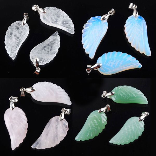 natural crystal angel wings pendant necklace for healing reiki carved pink quartz fluorite pendulums necklace bn358, Silver
natural crystal angel wings pendant necklace for healing reiki carved pink quartz fluorite pendulums necklace bn358, Silver