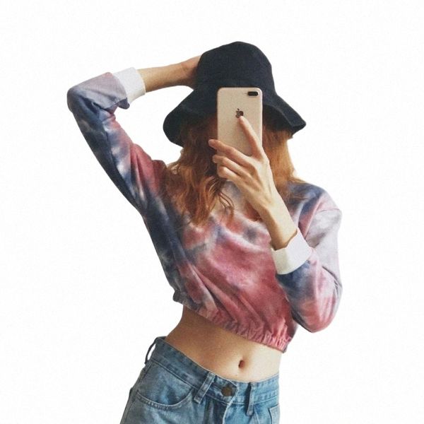 women's hoodies & sweatshirts women long sleeve short crop rainbow tie-dye gradient colored sweatshirt round neck elastic hem pullover, Black
women's hoodies & sweatshirts women long sleeve short crop rainbow tie-dye gradient colored sweatshirt round neck elastic hem pullover, Black