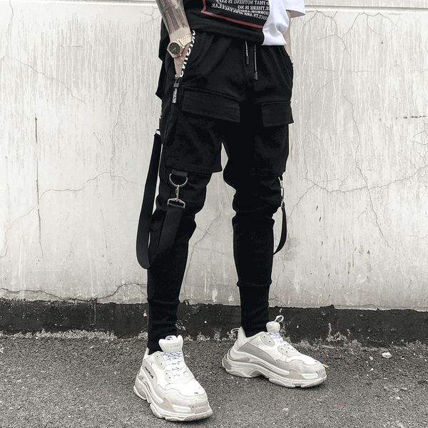 godlikeu summer hip hop pants men's korean trend skinny ribbons cargo black trousers
godlikeu summer hip hop pants men's korean trend skinny ribbons cargo black trousers