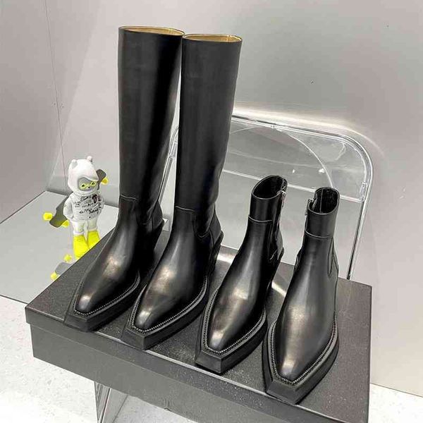 boots women's boots handsome square head high barrel in autumn and winter medium thick heel leather cavalry british, Black
boots women's boots handsome square head high barrel in autumn and winter medium thick heel leather cavalry british, Black