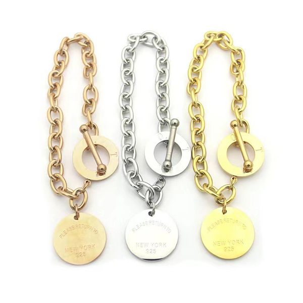new ot buckle round card pendant charm bracelet brand classic t letter designer bracelet fashion men and women couples wedding bracelets jew, Golden;silver
new ot buckle round card pendant charm bracelet brand classic t letter designer bracelet fashion men and women couples wedding bracelets jew, Golden;silver