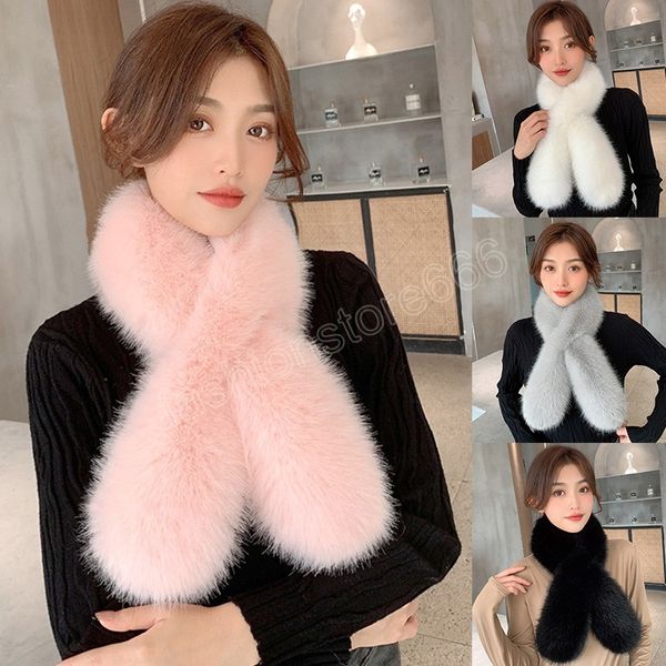 women winter warm scarf female faux rabbit fur plush thick scarves solid color fuzzy plush cross collar student girls neck wraps, Blue;gray
women winter warm scarf female faux rabbit fur plush thick scarves solid color fuzzy plush cross collar student girls neck wraps, Blue;gray