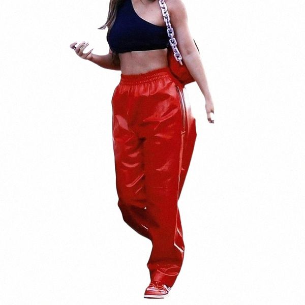 fashion women casual style pants adults solid color faux leather trousers with zipper pockets women's & capris a02n#, Black;white
fashion women casual style pants adults solid color faux leather trousers with zipper pockets women's & capris a02n#, Black;white