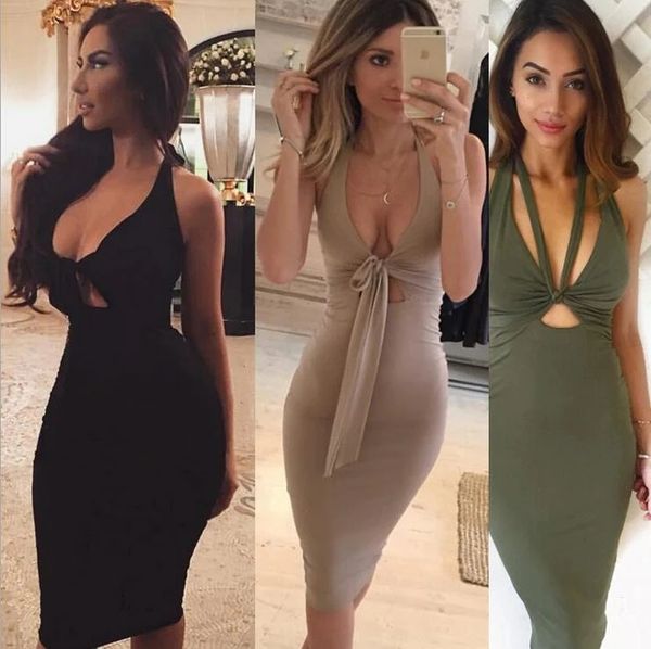 halter deep v neck cocktail dresses sheath knee length satin evening gowns backless night party dresses, Black
halter deep v neck cocktail dresses sheath knee length satin evening gowns backless night party dresses, Black