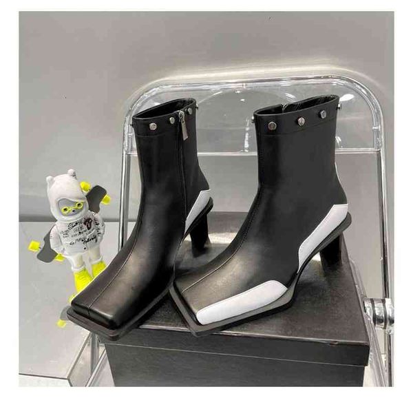 boots short boots women's early autumn rivet square head thin heel color matching fashion high heels versatile short, Black
boots short boots women's early autumn rivet square head thin heel color matching fashion high heels versatile short, Black