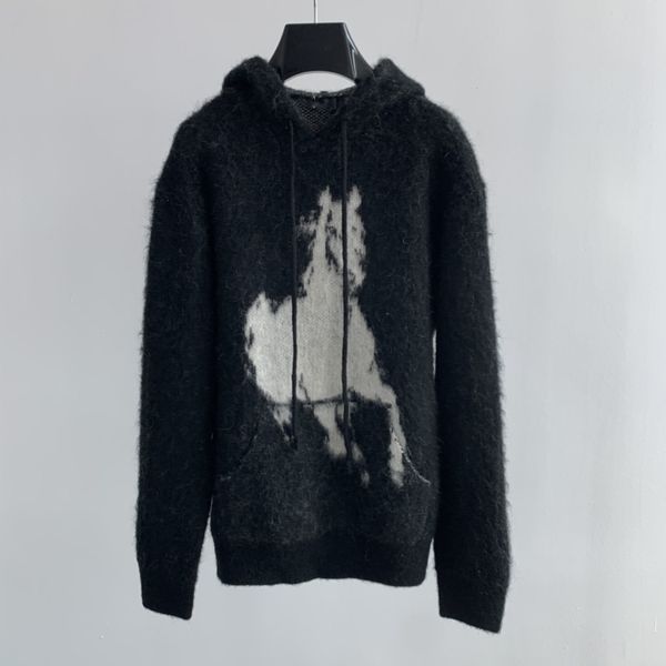 women's sweaters autumn/winter 22 european fashion brand horse pattern mohair hooded sweater, White;black
women's sweaters autumn/winter 22 european fashion brand horse pattern mohair hooded sweater, White;black