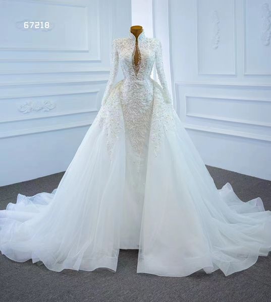 gorgeous high neck long sleeve wedding dress mermaid lace detachable train bridal gowns sm67218, White
gorgeous high neck long sleeve wedding dress mermaid lace detachable train bridal gowns sm67218, White