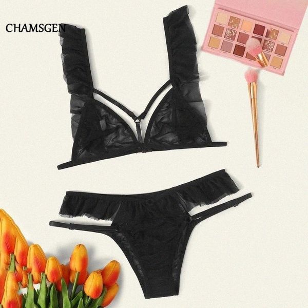 plus size women lingerie lace floral bralette bra brief sets thong sheer mesh triangle bustier see through underwear f526 bras c8zx#, Red;black