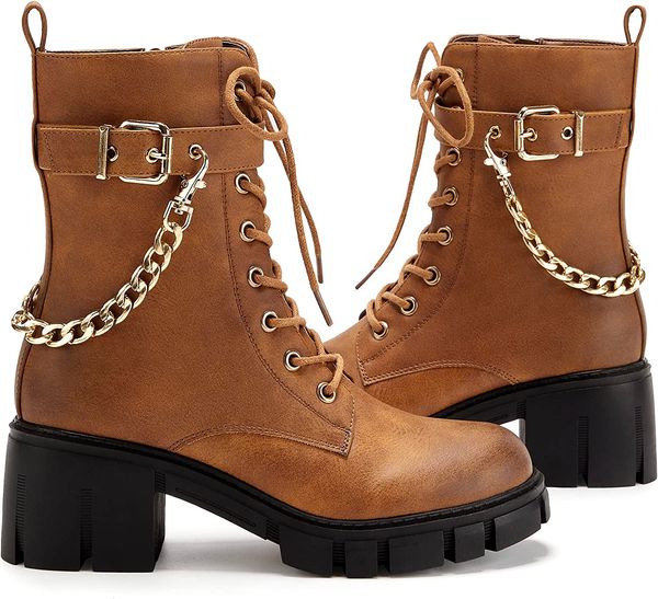 women's fashion low heel combat boots zipper anti-slip motorcycle riding ankle boots brown, Black
women's fashion low heel combat boots zipper anti-slip motorcycle riding ankle boots brown, Black