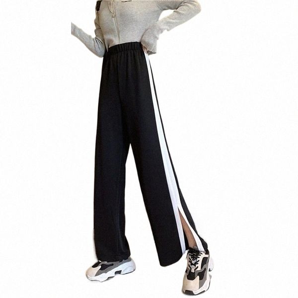 korean fashion side-striped wide leg pants creative split black blue women's casual high waist lady summer trousers & capris d7ew#, Black;white
korean fashion side-striped wide leg pants creative split black blue women's casual high waist lady summer trousers & capris d7ew#, Black;white