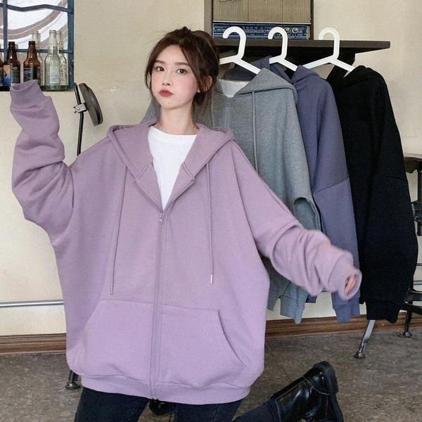 solid zipper cotton hoodie women oversized vintage long sleeve hooded korean style sweatshirt casual large coats kpop clothes women's h, Black
solid zipper cotton hoodie women oversized vintage long sleeve hooded korean style sweatshirt casual large coats kpop clothes women's h, Black