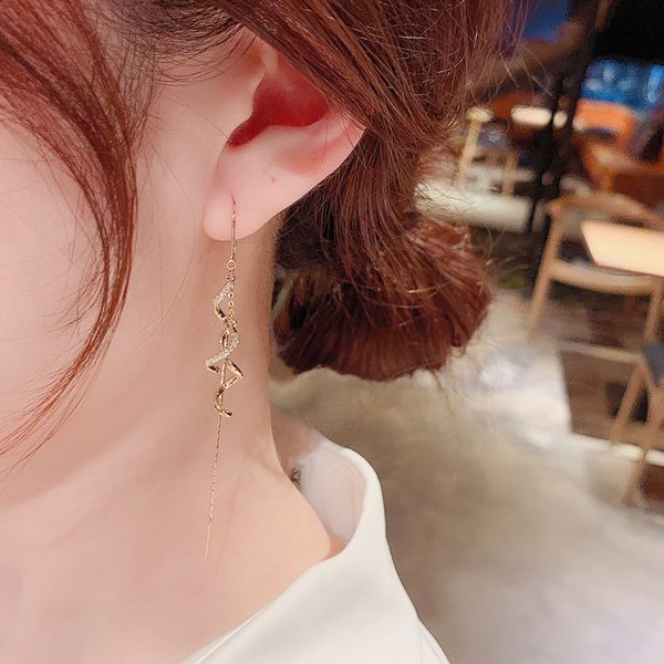 zircon spiral tassel ear thread dangle earrings women female fashion gold plated earring long line ear jewelry, Silver
zircon spiral tassel ear thread dangle earrings women female fashion gold plated earring long line ear jewelry, Silver