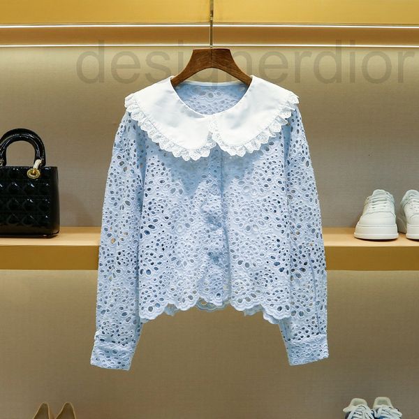 women's blouses & shirts designer french single family shirt female long sleeve 2022 autumn new doll neck hollow wave edge, White
women's blouses & shirts designer french single family shirt female long sleeve 2022 autumn new doll neck hollow wave edge, White