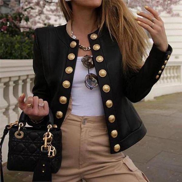women's suits women breasted jacket short blazer puff sleeve button casual long coats, White;black
women's suits women breasted jacket short blazer puff sleeve button casual long coats, White;black