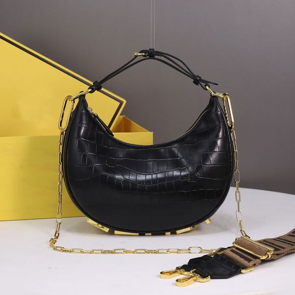 women praphy armpit bag half moon shoulder crossbody bags genuine leather crocodile pattern bottom fashion letters wide strap black handbag
women praphy armpit bag half moon shoulder crossbody bags genuine leather crocodile pattern bottom fashion letters wide strap black handbag