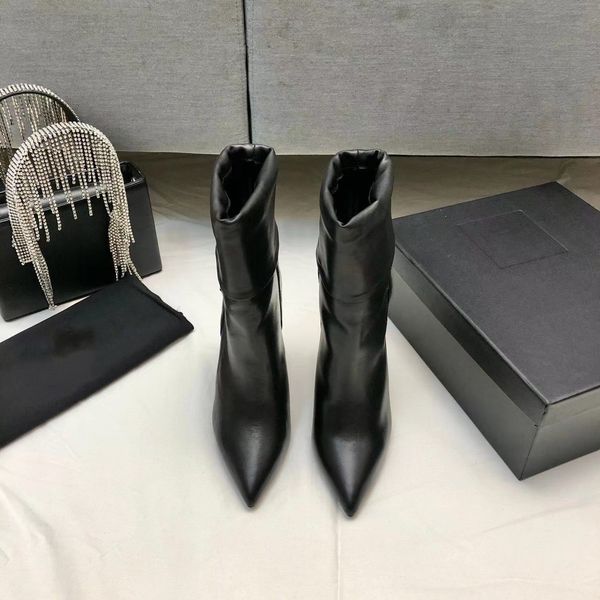 2022 new women boots slim high heel chain luxury shoes fashion comfortable pointed toes ankle stiletto short brand designer shoes, Black
2022 new women boots slim high heel chain luxury shoes fashion comfortable pointed toes ankle stiletto short brand designer shoes, Black