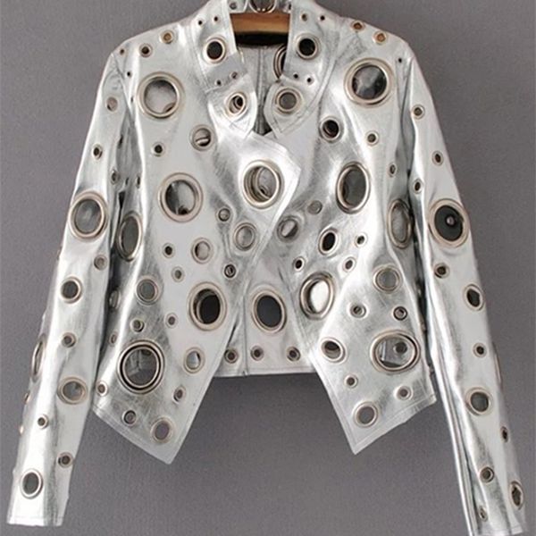 women's leather faux lautaro runway cut out short jacket golden rivet cool stylish designer clothes women european american fashion 220, Black
women's leather faux lautaro runway cut out short jacket golden rivet cool stylish designer clothes women european american fashion 220, Black