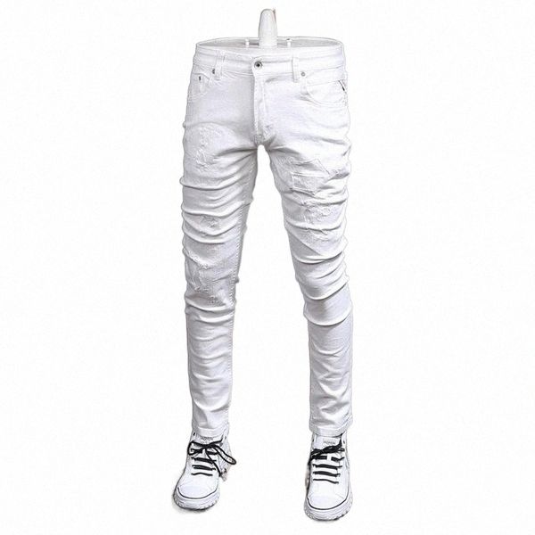 men's jeans ly designer fashion men white color elastic slim fit ripped denim pants homme korean style hip hop casual long trousers x3r, Blue
men's jeans ly designer fashion men white color elastic slim fit ripped denim pants homme korean style hip hop casual long trousers x3r, Blue