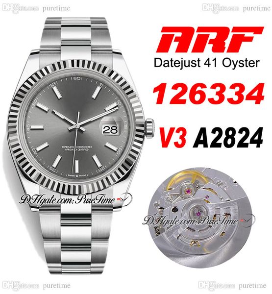 arf v3 126334 eta a2824 automatic mens watch 41mm fluted bezel dark rhodium stick dial 904l oystersteel bracelet watches super edition same, Slivery;brown
arf v3 126334 eta a2824 automatic mens watch 41mm fluted bezel dark rhodium stick dial 904l oystersteel bracelet watches super edition same, Slivery;brown