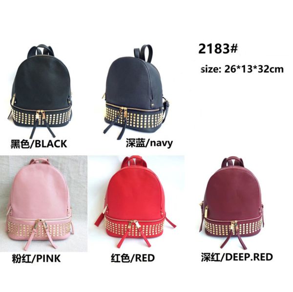 fashion womens punk rivet shoulders bags designers 6 colors ladies student backpack for teenage multi-function pu sch, Black
fashion womens punk rivet shoulders bags designers 6 colors ladies student backpack for teenage multi-function pu sch, Black