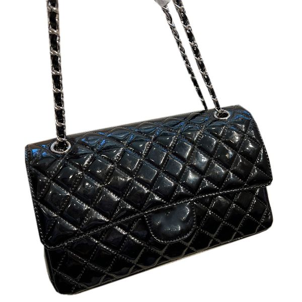 french designer patent leather double flap bag classic black quilted silver hardware turn buckle chain shoulder crossbody sacoche womens han
french designer patent leather double flap bag classic black quilted silver hardware turn buckle chain shoulder crossbody sacoche womens han
