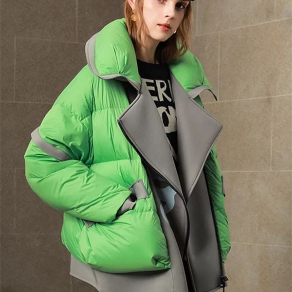 women's down parkas janveny winter jacket women streetwear lapel loose 90 duck down coat female stitching feather parkas snow outwear, Black
women's down parkas janveny winter jacket women streetwear lapel loose 90 duck down coat female stitching feather parkas snow outwear, Black