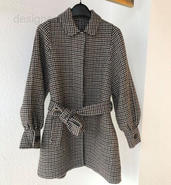 women's jackets designer autumn/winter double faced cashmere coat new thousand bird grid reverse collar lantern sleeve medium length wo, Black;brown
women's jackets designer autumn/winter double faced cashmere coat new thousand bird grid reverse collar lantern sleeve medium length wo, Black;brown