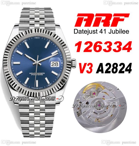 arf v3 126334 eta a2824 automatic mens watch 41mm fluted bezel blue stick dial 904l jubileesteel bracelet watches super edition same series, Slivery;brown
arf v3 126334 eta a2824 automatic mens watch 41mm fluted bezel blue stick dial 904l jubileesteel bracelet watches super edition same series, Slivery;brown