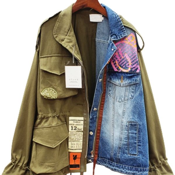 women's jackets ieqj autumn lapel drawstring long sleeve fake two denim patchwork vintage coat ah650 220919, Black;brown
women's jackets ieqj autumn lapel drawstring long sleeve fake two denim patchwork vintage coat ah650 220919, Black;brown