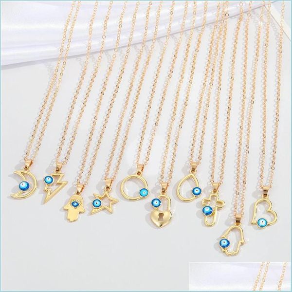 pendant necklaces geometric irregarities devil eyes pendant necklace lucky resin evil eye necklaces for women drop deliv yummyjewelry dhbrg, Silver