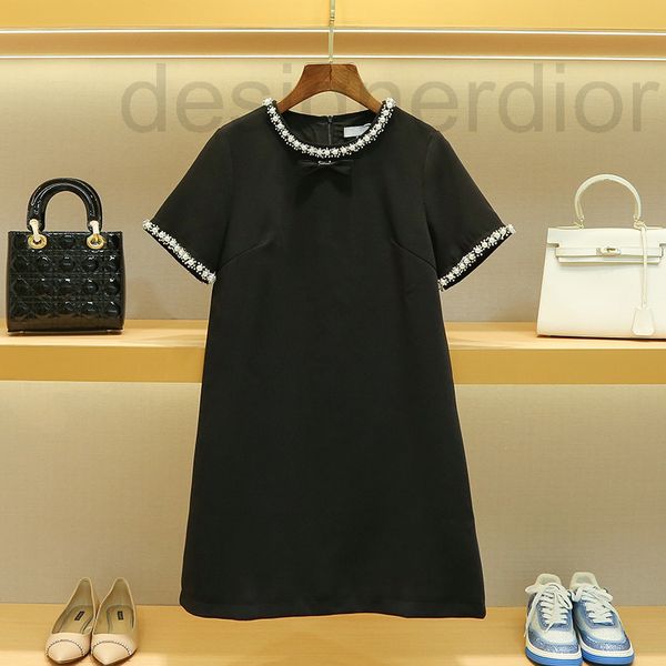 casual dresses designer miu family women's clothing autumn 2022 dress round neck short sleeve beaded small black skirt, Black;gray
casual dresses designer miu family women's clothing autumn 2022 dress round neck short sleeve beaded small black skirt, Black;gray