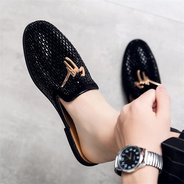 dress shoes summer men dress shoes half slippers men leather casual shoes party loafers slippers lightweight soft flats sandals 220919, Black
dress shoes summer men dress shoes half slippers men leather casual shoes party loafers slippers lightweight soft flats sandals 220919, Black