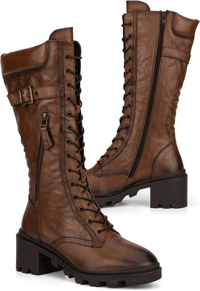 women's mid calf leather boots hand quilted knee length casual motorcycle orange, Black
women's mid calf leather boots hand quilted knee length casual motorcycle orange, Black