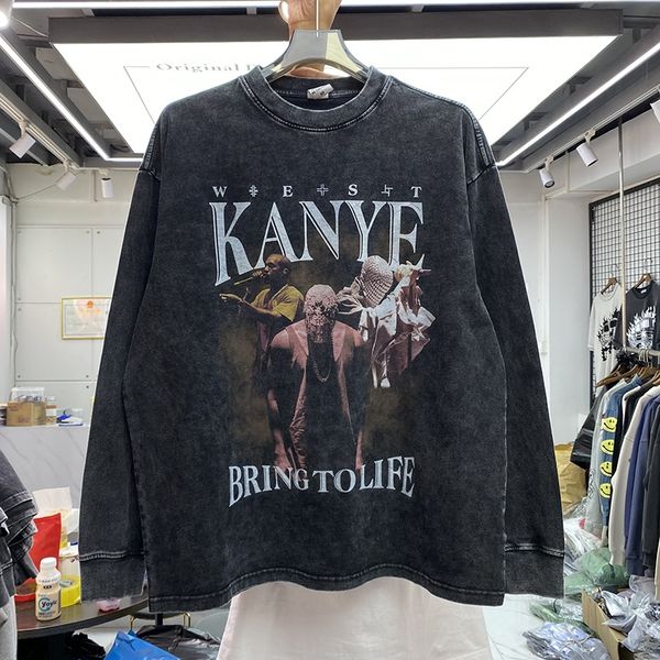 tees street man printed water wash retro men's and women's loose long sleeve t-shirts, Black;brown
tees street man printed water wash retro men's and women's loose long sleeve t-shirts, Black;brown