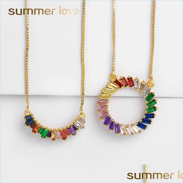 pendant necklaces cz rainbow circle pendants necklace for woman fashion copper inlay zircon long gold chain trendy party wedding jewe dhzmw, Silver
pendant necklaces cz rainbow circle pendants necklace for woman fashion copper inlay zircon long gold chain trendy party wedding jewe dhzmw, Silver