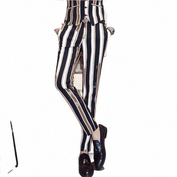 men's pants suit casual stripes business trousers singer stage performance dress tuxedo groom wedding pant z1nz#, Black
men's pants suit casual stripes business trousers singer stage performance dress tuxedo groom wedding pant z1nz#, Black