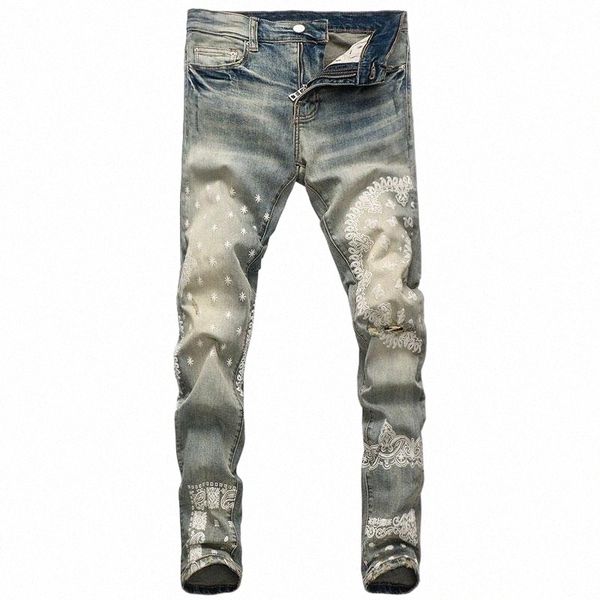 men's jeans american street fashion men retro blue elastic slim fit ripped printed designer hip hop denim punk pencil pants o3bn#
men's jeans american street fashion men retro blue elastic slim fit ripped printed designer hip hop denim punk pencil pants o3bn#