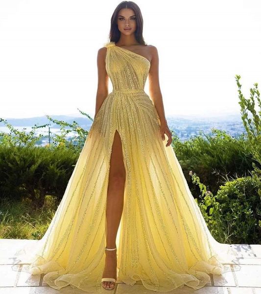 yellow prom dress 2022 one shoulder sequined tulle side split party gowns a line dubai evening dresses long customized vestidos gala robes d, Black
yellow prom dress 2022 one shoulder sequined tulle side split party gowns a line dubai evening dresses long customized vestidos gala robes d, Black