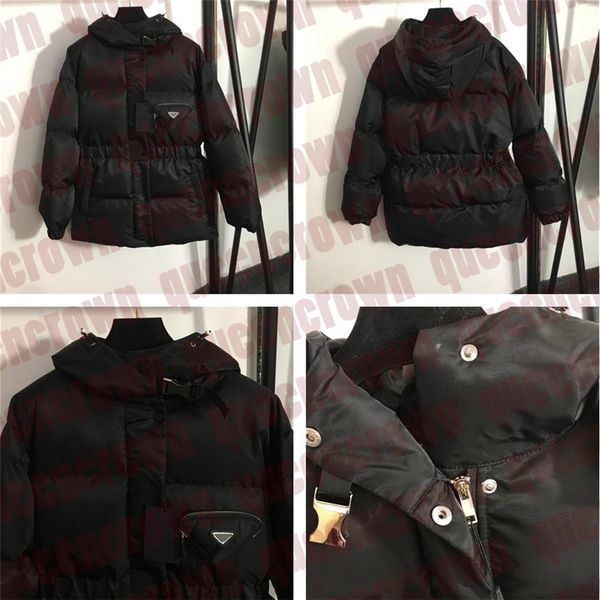 women hooded down coats winter thick warm overcoat outdoor down cotton jackets triangle badge outerwear, Black
women hooded down coats winter thick warm overcoat outdoor down cotton jackets triangle badge outerwear, Black