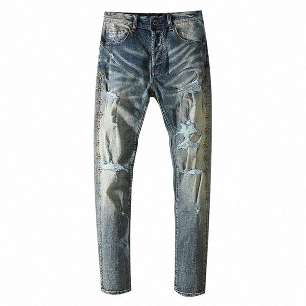 men's jeans men rivet stretch denim streetwear holes ripped slim skinny pencil pants vintage trousers g9lc#, Blue
men's jeans men rivet stretch denim streetwear holes ripped slim skinny pencil pants vintage trousers g9lc#, Blue