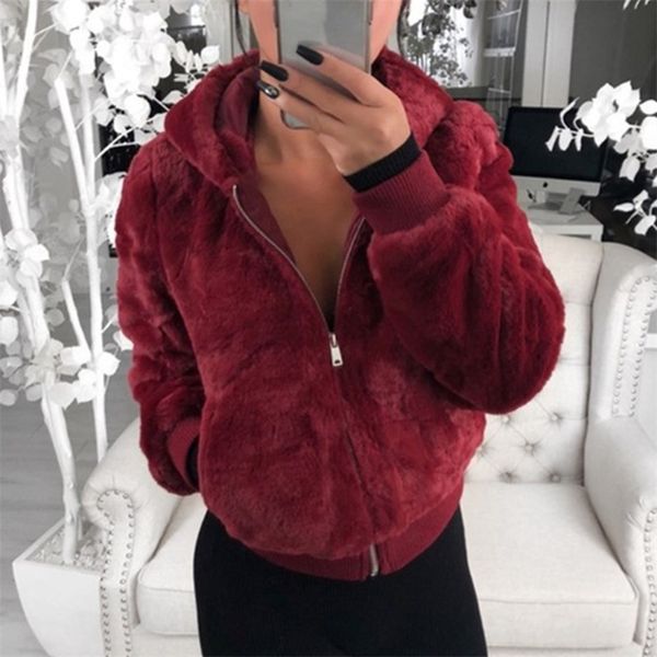women's fur faux plush jacket zipper closure thickened elastic cuff women hoodie with pocket outwear casacos de inverno feminino jaquet, Black 
women's fur faux plush jacket zipper closure thickened elastic cuff women hoodie with pocket outwear casacos de inverno feminino jaquet, Black