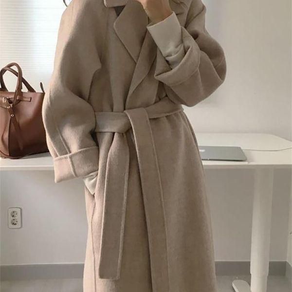 women's wool blends aachoae women elegant long coat with belt solid color sleeve chic outerwear ladies drop shoulder overcoat 220919, Black
women's wool blends aachoae women elegant long coat with belt solid color sleeve chic outerwear ladies drop shoulder overcoat 220919, Black