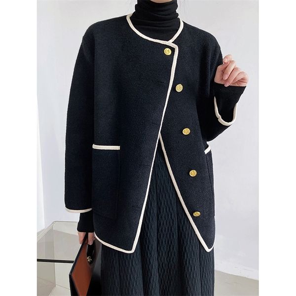 women s jackets vintage woolen coat o neck loose single breasted jacket spring autumn korean fashion black female 2587 220916, Black;brown
women s jackets vintage woolen coat o neck loose single breasted jacket spring autumn korean fashion black female 2587 220916, Black;brown