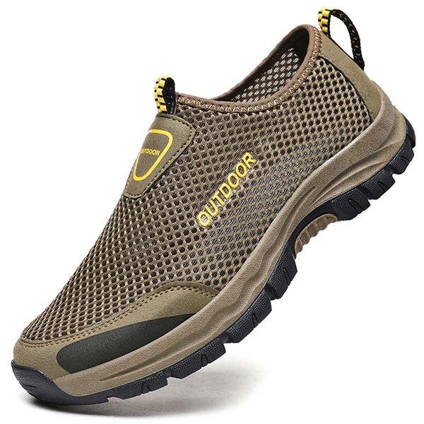 dress shoes mesh men casual shoes summer outdoor water sneakers men trainers nonslip climbing hiking shoes breathable men's treking sho, Black