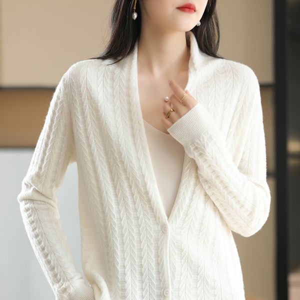 women s knits tees ladie cardigan 100 pure v neck sweater jacket spring and autumn soft skin friendly loose knitted outerwear 220919, White
women s knits tees ladie cardigan 100 pure v neck sweater jacket spring and autumn soft skin friendly loose knitted outerwear 220919, White