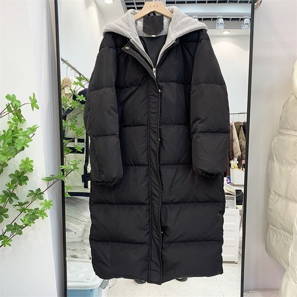women's down parkas warm winter hooded women's down jacket casual solid loose long sleeve midlong fake two coat fashion allmatch f, Black
women's down parkas warm winter hooded women's down jacket casual solid loose long sleeve midlong fake two coat fashion allmatch f, Black