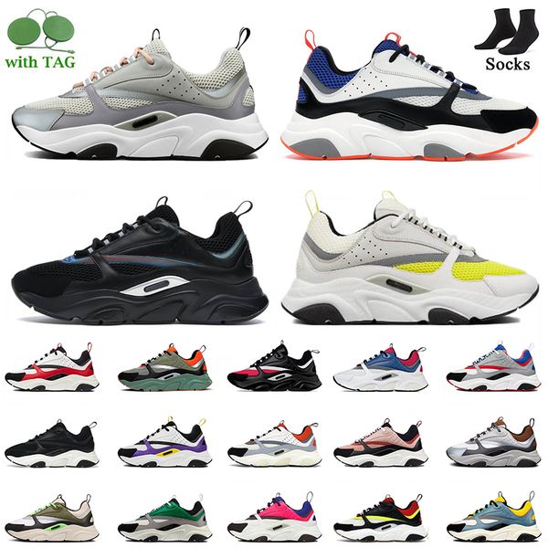 2022 fashion women mens b22 b23 running shoes with socks black white pink blue red designer sneakers mesh canvas calfskin patchwork platform