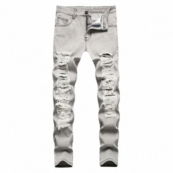 men's jeans gray holes ripped denim trendy distressed straight pants casual trousers t31e#, Blue
men's jeans gray holes ripped denim trendy distressed straight pants casual trousers t31e#, Blue